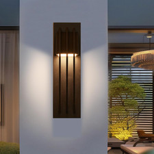 Modern 17.7" Black Waterproof Outdoor Wall Sconce, Dimmable LED Lighting
