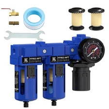 3/8''NPT Double Stage Filter and Regulator with Pressure Gauge, for air Dryin...