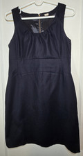 J.CREW 100% Cotton Size 10 Navy Sheath Sleeveless Scoop Neck Office Work Dress