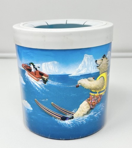 Vintage The Fridge Polar Bear Penguin Water Skiing Soda Can Koozie Candea As Is
