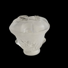 Frosted Glass Toothbrush Holder Vtg Iris Floral Tulip Flower Victorian 2 Piece