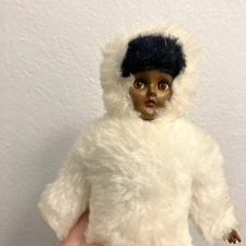 Vintage Eskimo Twin Doll 8" Hard Plastic Seattle Olde Curiosity Shoppe Label