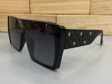 CHANEL Sunglasses Women Black Square Frame Quilted Gold Mini Logos