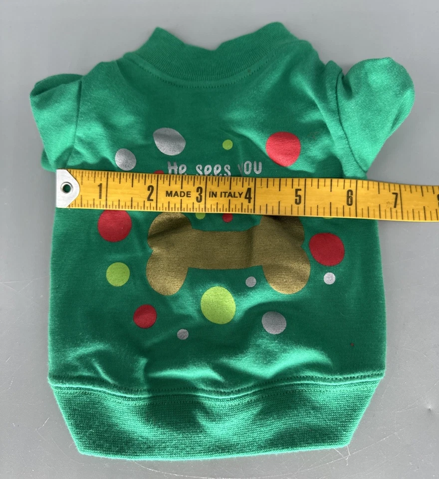 Unbranded multicolor tiny XXS Christmas dog outfit L. 9" W. 6" - Image 4 of 4