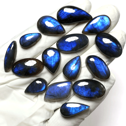 Alchimia della Luce 15 Pezzi Pietre Preziose Cabochon Fuoco Blu Naturale Labradorite ~ 15-24mm