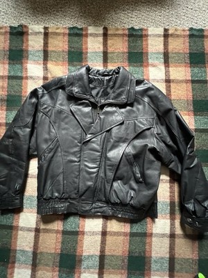 Wilsons Leather Biker Jacket Black Men s Size XL Full Zip Lined Genuine Leather