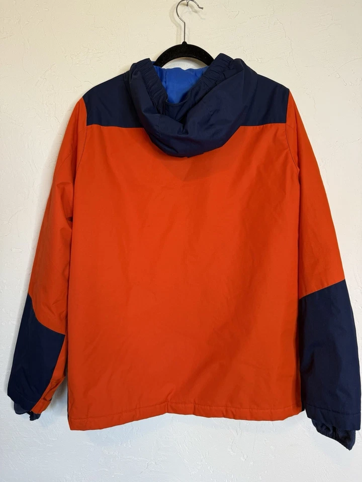 Abrigo con capucha Lands End Youth Boys XL naranja y azul marino viento y lluvia Foto 2 de 4