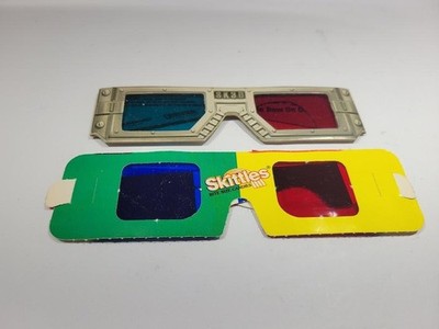 Vintage Skittles 3D Glasses Lot Of 2 Cardboard Promo Candy Multi-color