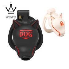 Male Chastity Cage Device Men White Black Resin Dog Lock Belt with 4 Rings