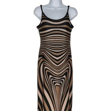 Shein Women's Curve Dress Medium black brown Sleeveless Striped Swirl Print  
