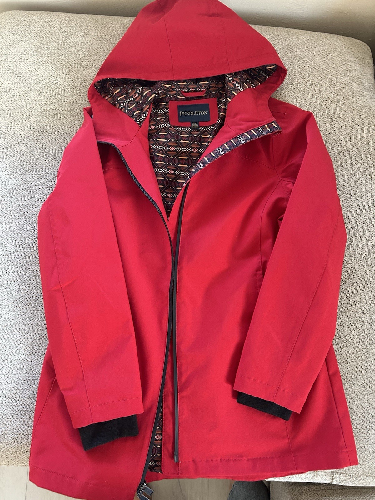 Pendleton Red Hooded Aztec Pattern Full Zip Women… - image 1