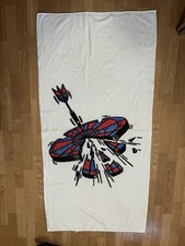 VTG 80s-90s BEACH POOL TOWEL DART BOARD 59”x29” MADE IN USA RED WHITE BLUE