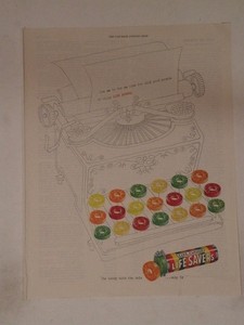 Magazine Ad* - 1950 - Life Savers Candy - Five Flavors - (typewriter)