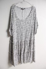 Yours Womens Patterned Jersey Dress White Black - Size 22 24 (G12)