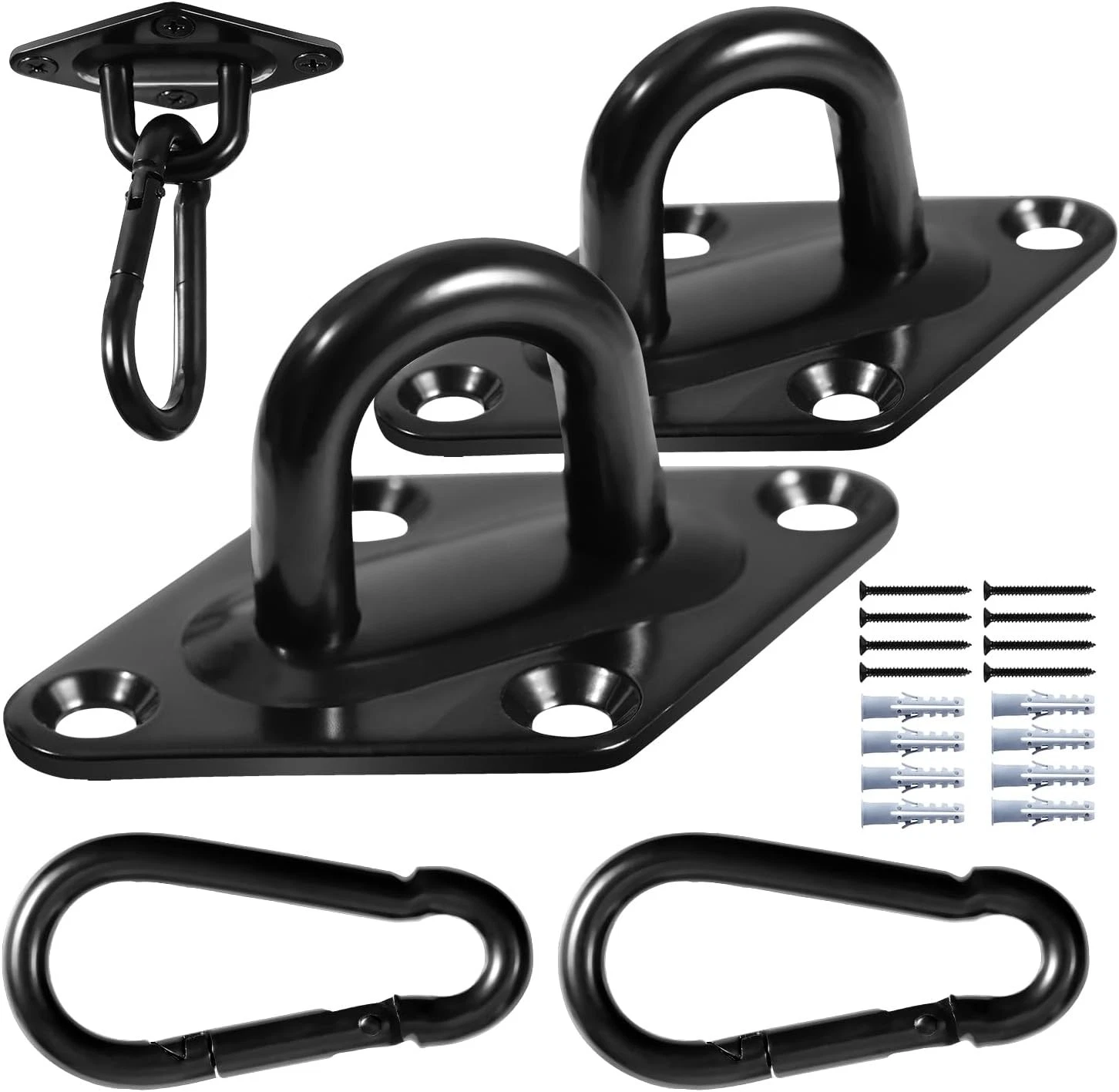 Kit para colgar hamacas con capacidad de 1700 lb, paquete de 2 ganchos de ojo de almohadilla resistentes de primera calidad M10 - Imagen 1 de 2