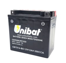 Honda Pilot 400 1989-90 Ytx14-bs Maintenance Free Agm Battery Unibat Cbtx14-bs