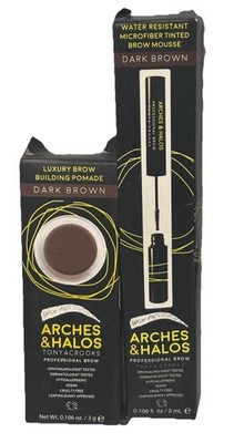 2x Arches and Halos DARK BROWN Luxury Brow Eyebrow Pomade & Tinted Brow Mousse