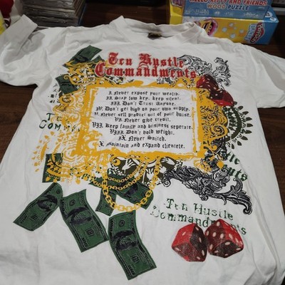 Mens Sz XL Vintage Doctor Hood T-Shirt, Ten Hustler Comandments Thick shirt