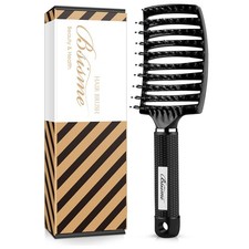Hair Brush, Boar Bristle Brush Faster Blow Drying, Professional Black