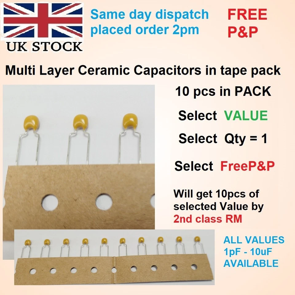 VIKING Multi Layer Ceramic Capacitors for repair & DIY 1pF - 10uF 10pcs Free postage