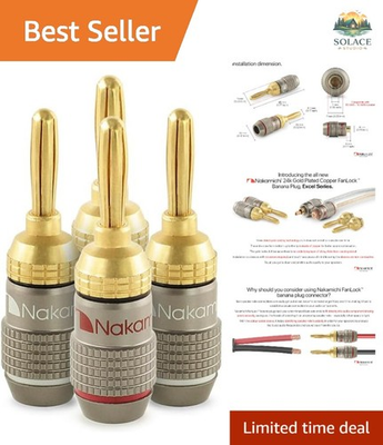 #ad FanLock Excel Series 24k Gold Plated Banana Plugs 10 AWG 18 AWG Gauge Size ... $19.99