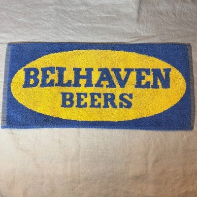RARE Belhaven Beers Bar Towel Blue Yellow 18 Inch Beer Bar Mat Cloth