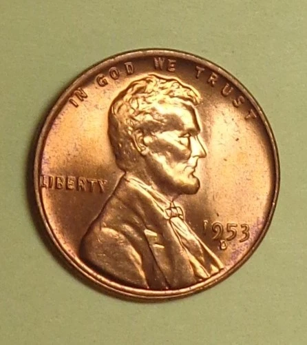 1953-D Lincoln Wheat Penny Cent Red GEM BU From Original Bank Roll (B)