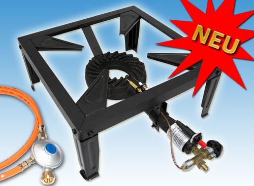 10,5 kW Hockerkocher/ Gaskocher + Piezo- Zündsicherung Gasherd Gas Campingkocher