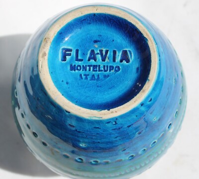 Flavia Montelupo Italian Pottery Blue Vase MCM Vintage | eBay