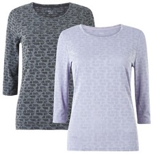 Jacquard Gym Yoga Top New Ex-Famous Store Womens 3/4 Sleeve Fitness T Shirt Tee