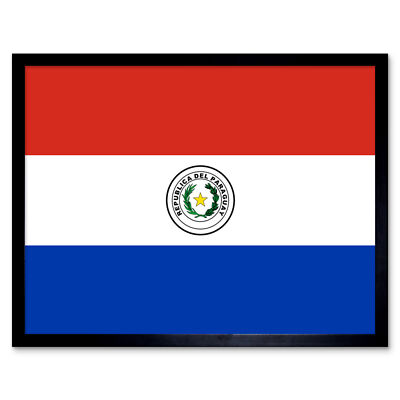 Paraguay National Flag World Flags Country Poster Framed Wall Art Picture 9X7 In