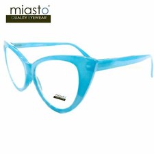  2 PAIRS/ 2 COLORS MIASTO LARGE "BIG CAT EYE" READING GLASSES 1.25 BLUE  BROWN