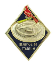 2003 St. Louis Cardinals Golden Diamond Shaped Old Busch Stadium Logo Pin