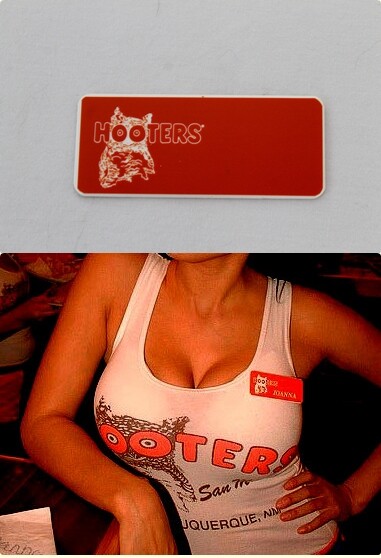 Hooters Uniform Blank Name Tag xtra Bar Maid Costume Showgirl Celebrity