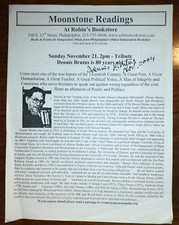 Dennis Brutus (1924-2009) Signed Philadelphia Poetry Reading Handbill/Flyer