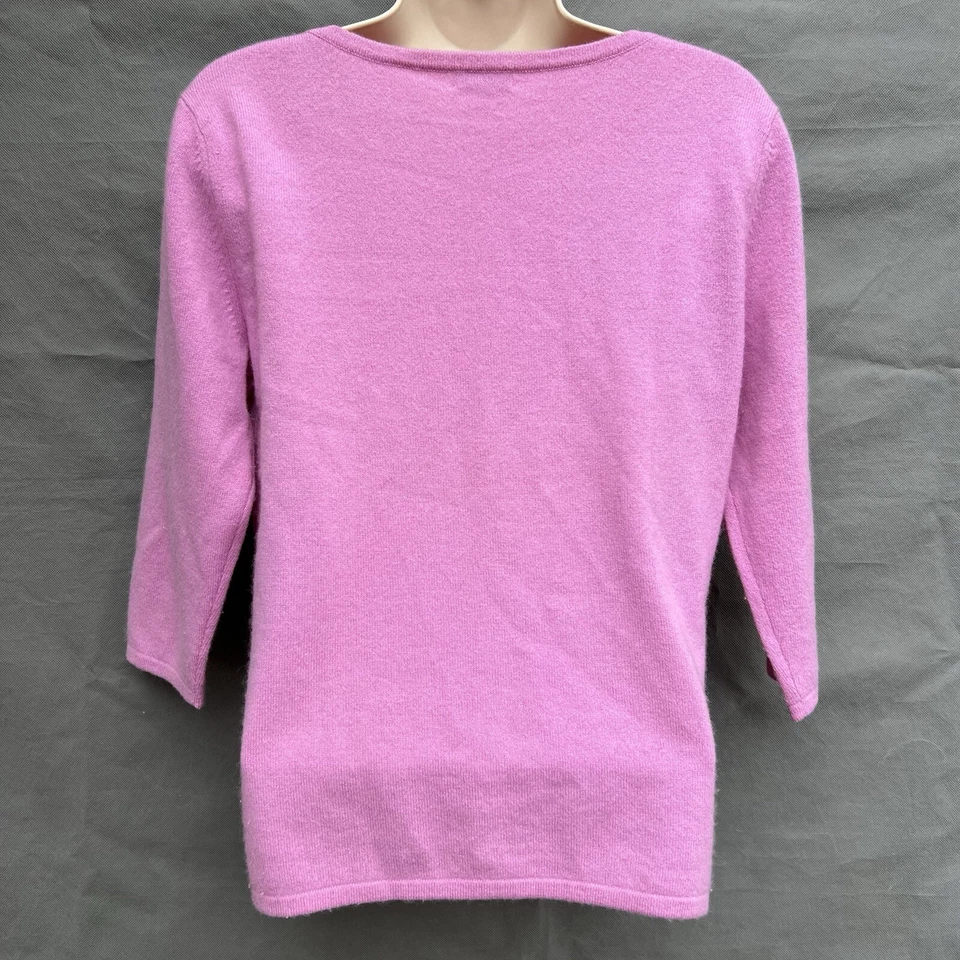 Investments Fine Cashmere Size M Pink Purple Sweater Quarter Sleeves - Image 2 of 4