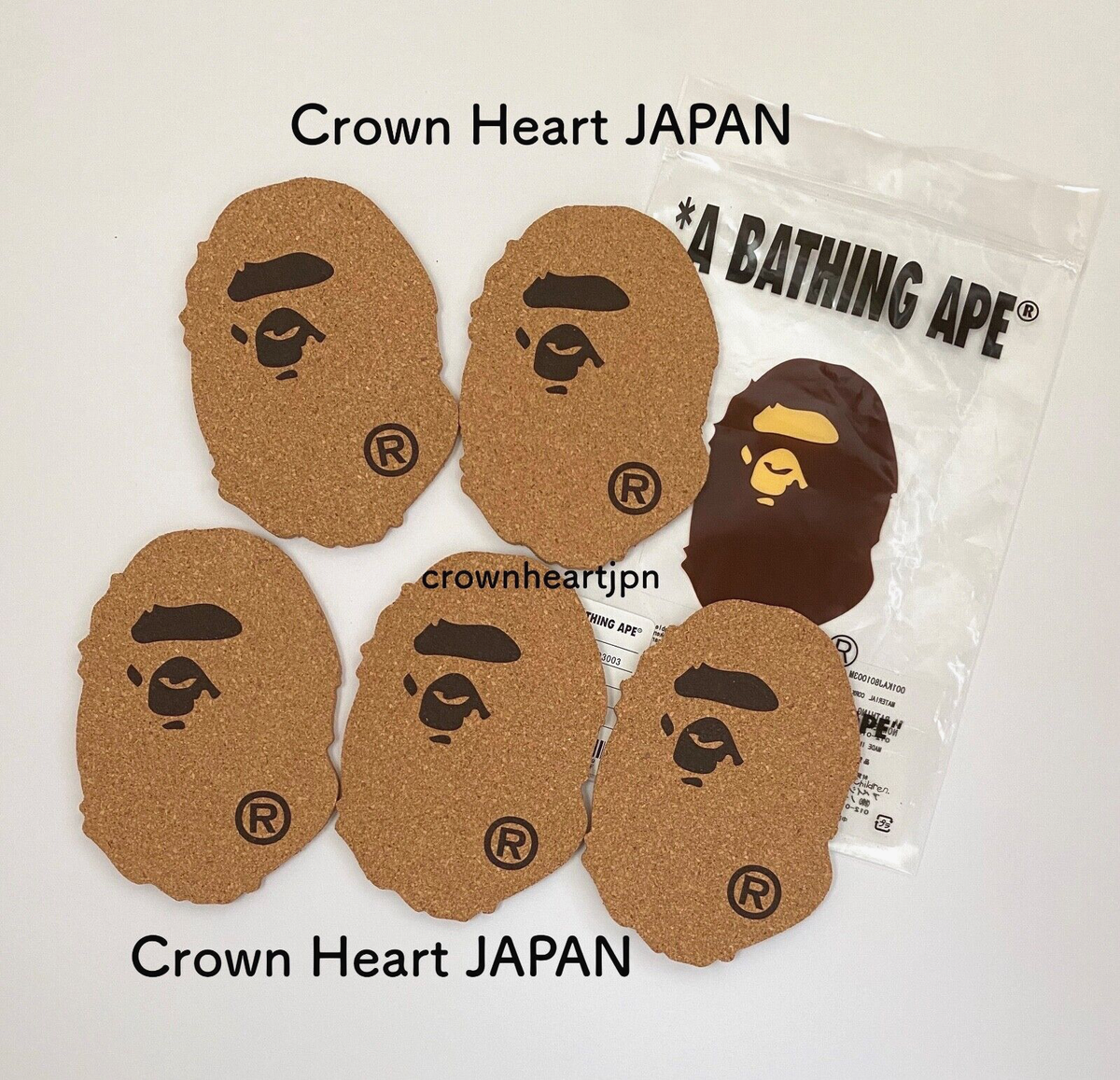 New A Bathing Ape BAPE APE HEAD CORK COASTER SET (5 Coasters) | eBay