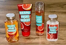 4-Pc Bath & Body Works Grapefruit Breeze Body Mist Lotion & Cream Shower Gel Set