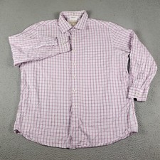 Tommy Bahama Shirt Mens 17.5 Purple Plaid Dress Button Up Long Sleeve 