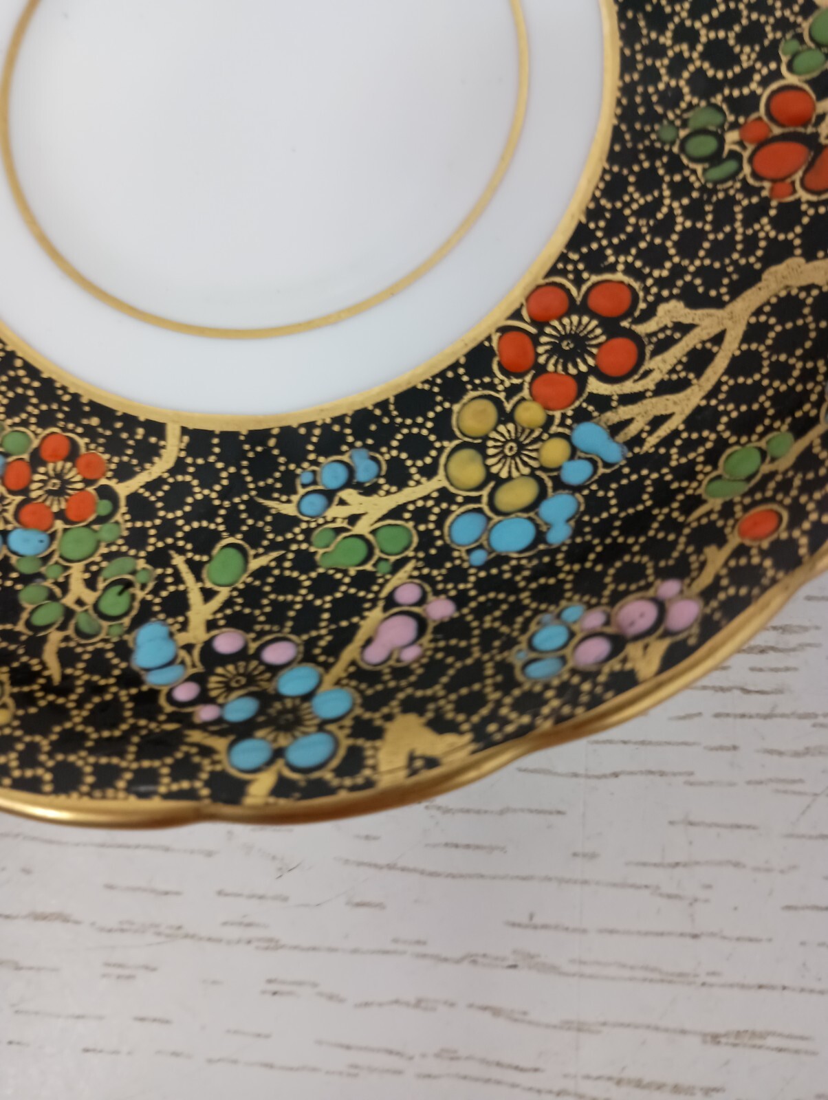 Vintage Tuscan English Bone China Tea Cup & Saucer Gold Accent Floral Colorful
