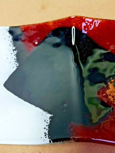 Vidro Efeito Hand Made In Portugal Stunning Glass Dish, Red/Gold/Black & White - Picture 7 of 9
