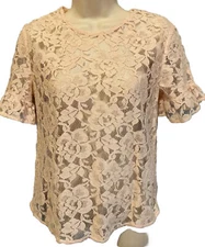 NWT Women’s Pullover Top.  Small. Cotton 76%.  Lacey.Coral H&M  Very Pretty. VGC