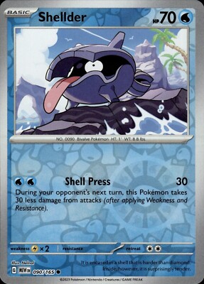 Pokémon  151 - Shellder 090/165  - Reverse Holo - NM/M
