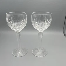Waterford Crystal - Rosslare Pattern - 2 Wine Hock Goblets Glasses - 7½ inches