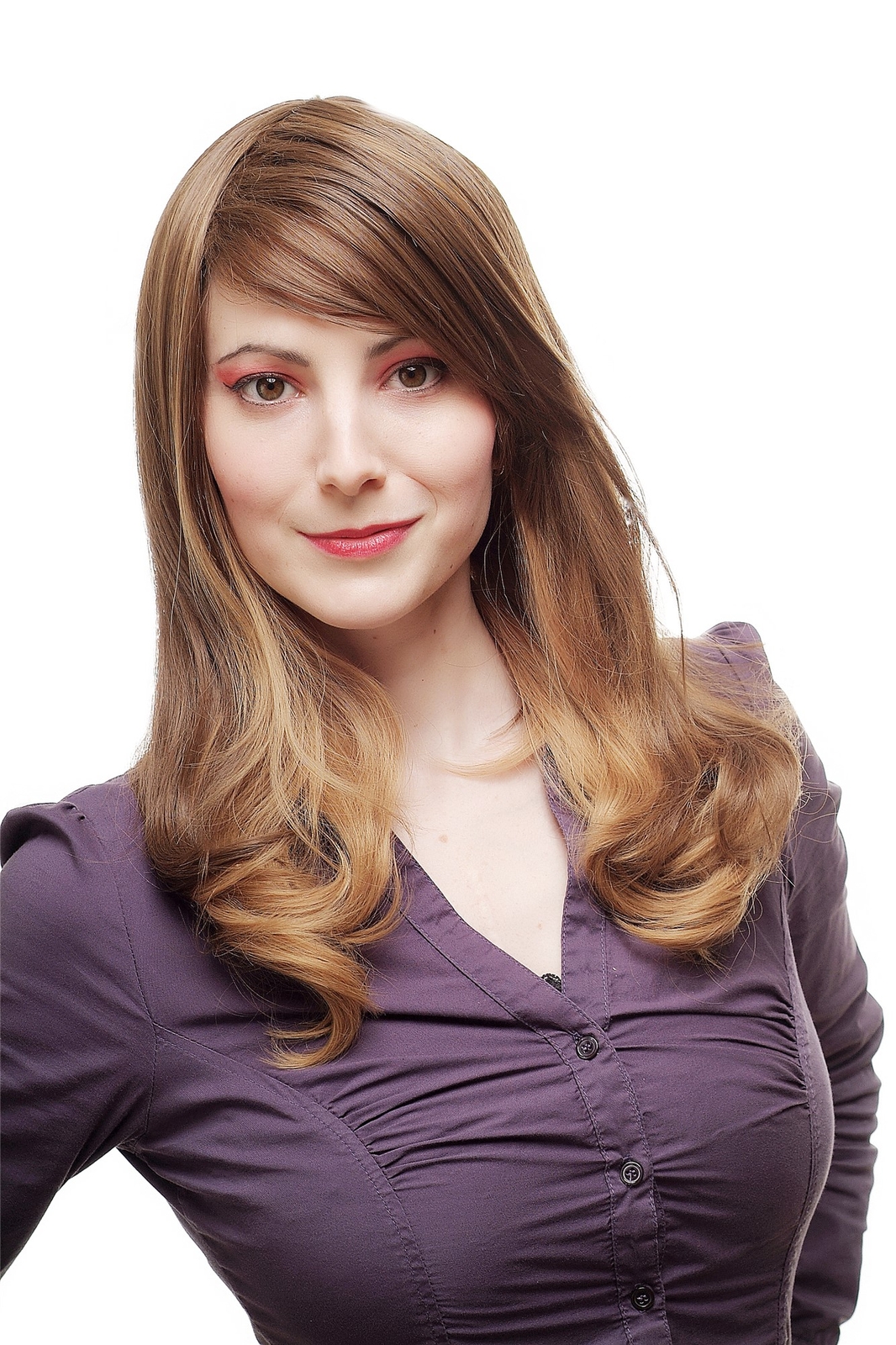 Women's Wig Wig Brown Brunette Dark Blonde Mix Parting Smooth 50cm SA059