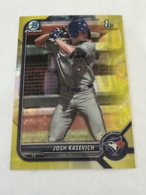 2022 Bowman Chrome JOSH KASEVICH YELLOW REFRACTOR  /75 Blue Jays top prospect  