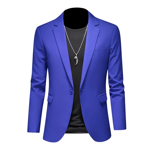 Men's Jacket Suit Blazer Slim-Fit Suit Wedding Business Dress Casual Suit Tops - Picture 7 of 31