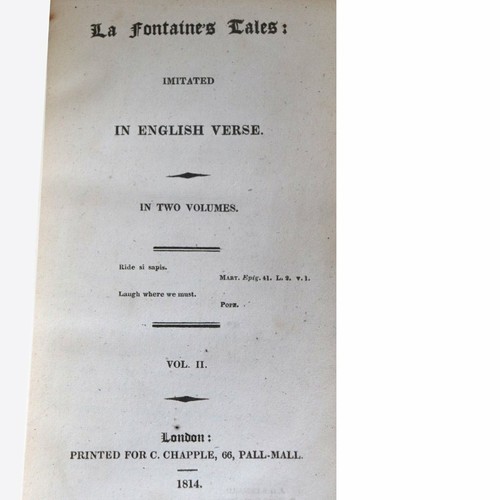 1814 2 Vol Antique Riviere & Son Books: La Fontaine's Tales by J. de La Fontaine - Foto 10 di 12