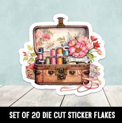 Vintage Sewing Kit Die Cut Stickers - Set of 20
