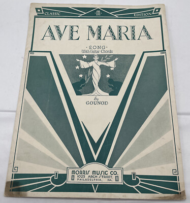 Vntg Ave Maria Song Sheet Music 1933 By Gounod ~ Morris Music Philadelphia PA